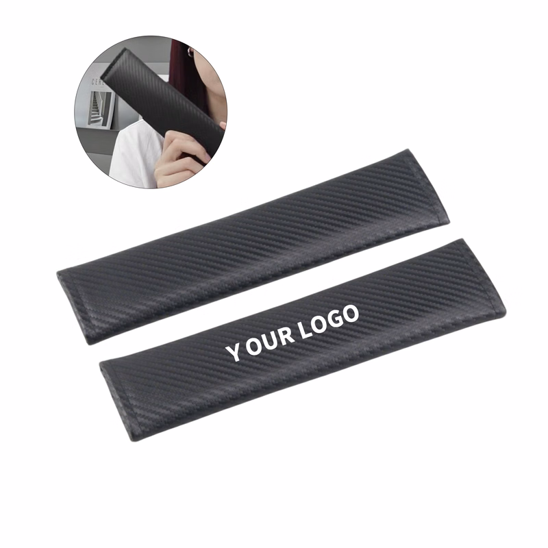 Carbon Fiber Leather Seat Belt Shoulder Pad 9.5" x 2.4"