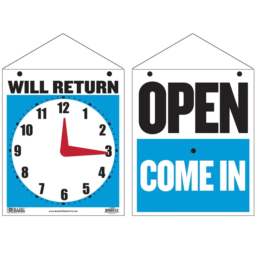 "WILL RETURN" Clock Signs - 7.5" x 9" 1