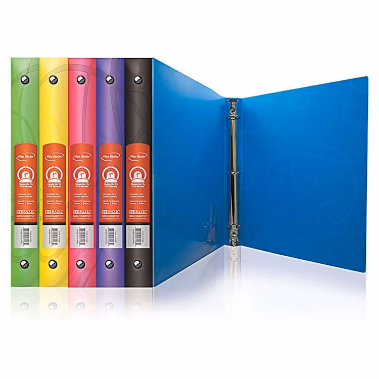 1" 3-Ring Poly Binders - Swirl Design Assorted Colors