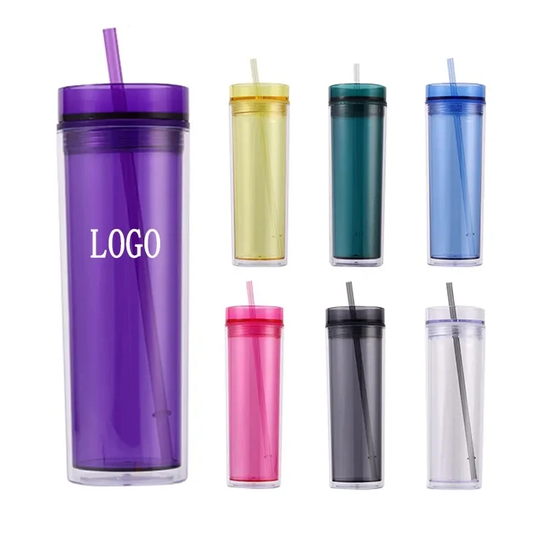 16oz Skinny Clear Plastic Tumblers 1