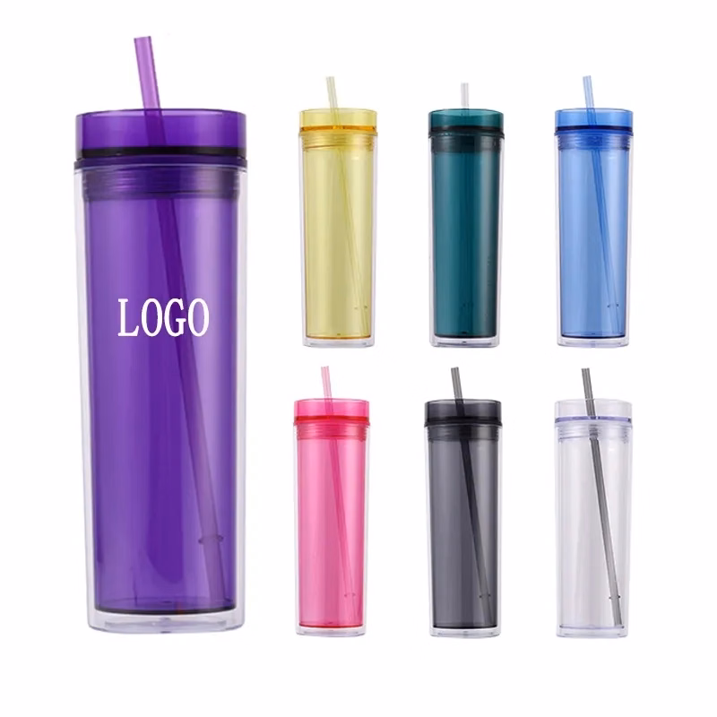 16oz Skinny Clear Plastic Tumblers