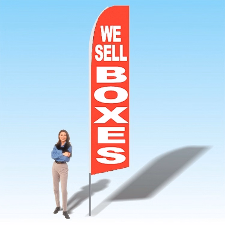 15FT We Sell Boxes Red Advertising Banner Flag