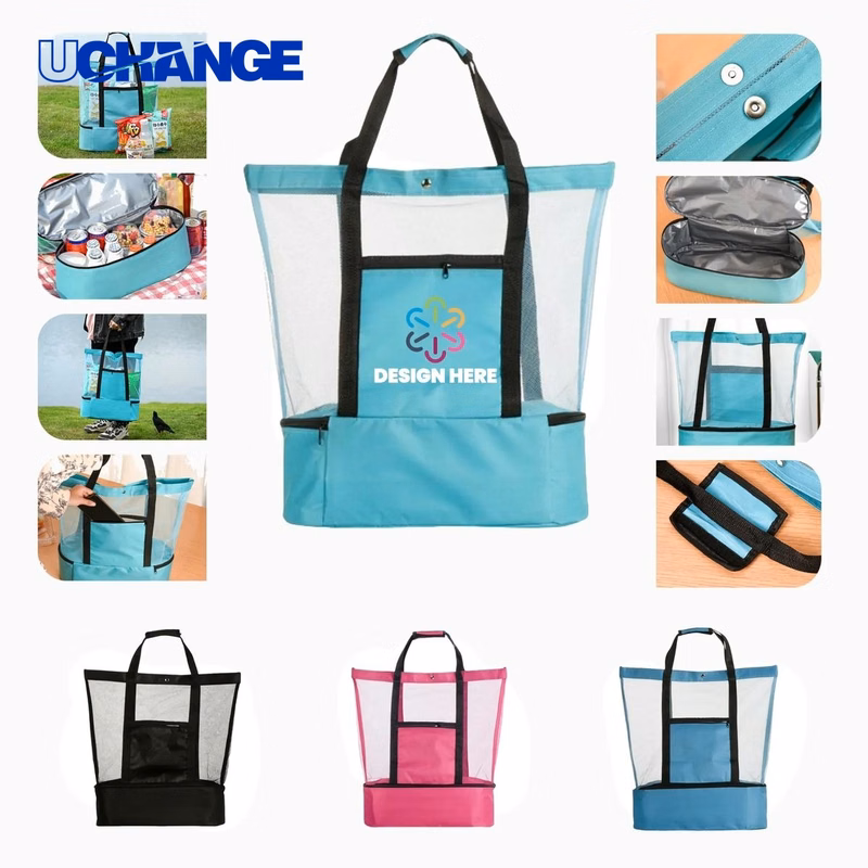 Dual Layer Insulated Beach Tote Cooler Bag for Drinks