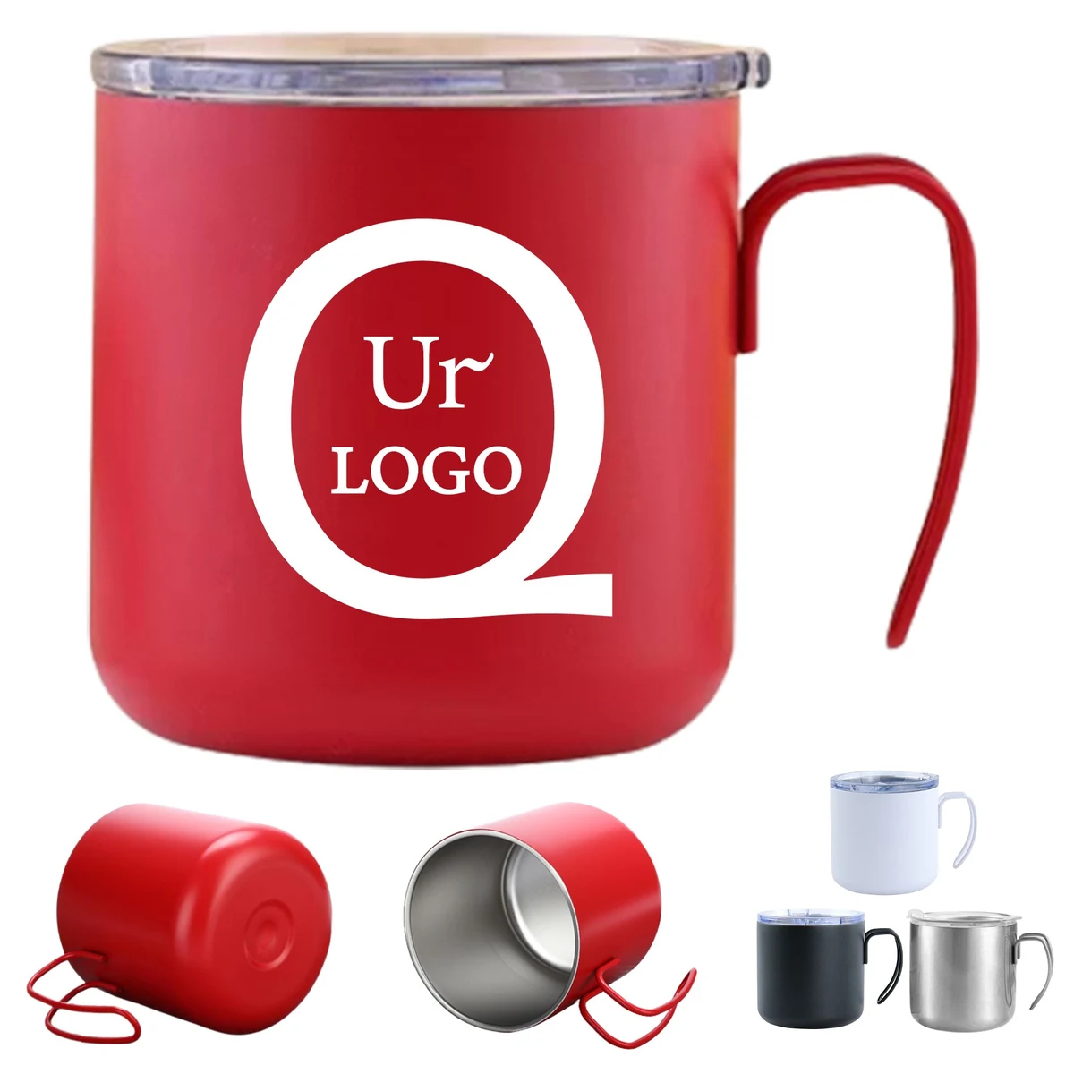 12.8 Oz. Double Wall Coffee Mug W/Lid 1