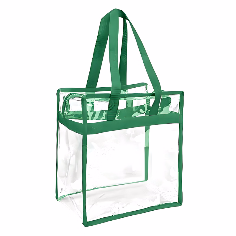 Clear PVC Tote Bag with Colorful Handles