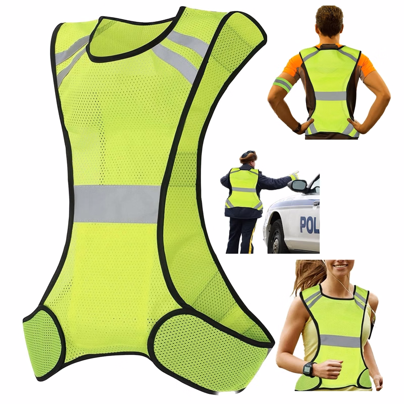 Neon Yellow Vest Stripe Belt Jacket MOQ 10PCS