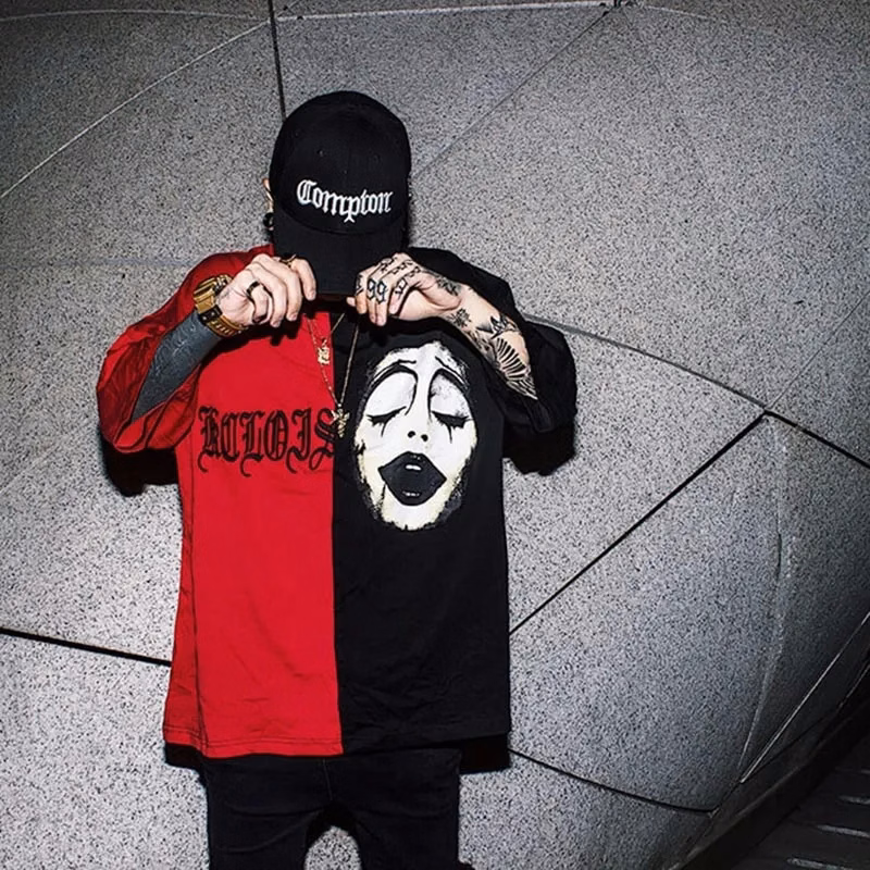 Custom Two-Tone Split Clown Print T-Shirt