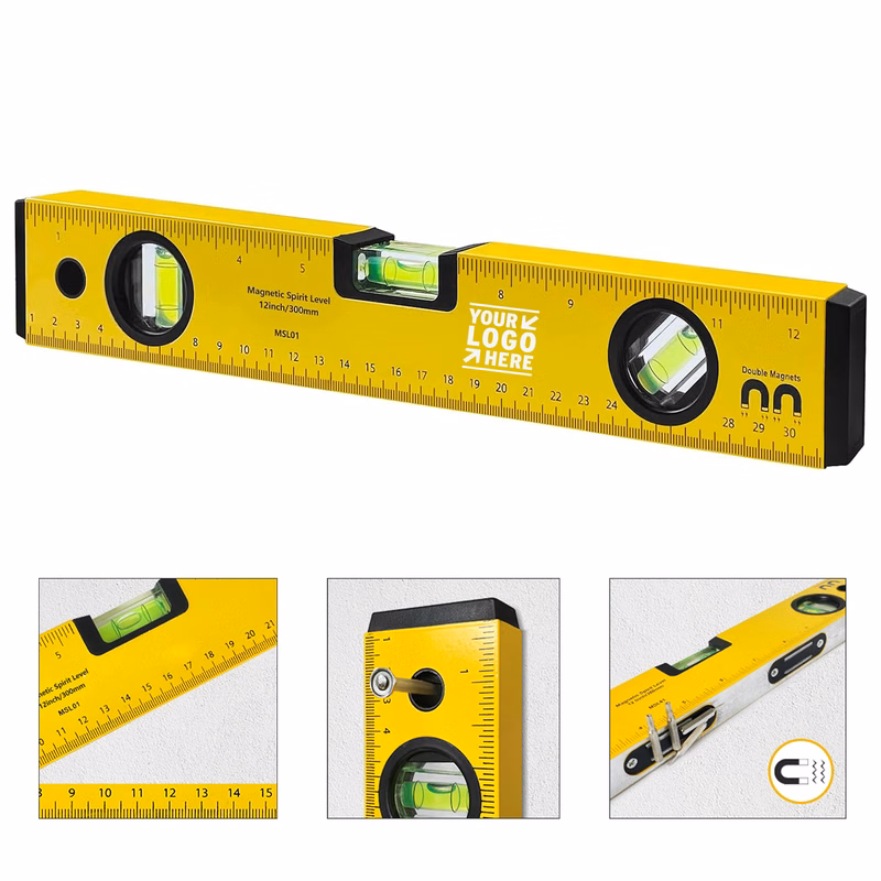 12.2 Inch Protable Magnetic Torpedo Spirit Level with 2 Magnets 2 Units 45/90/180 Bubbles
