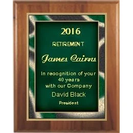 7" x 9" Cherry Finish Plaque with a Green Artist Plate 1