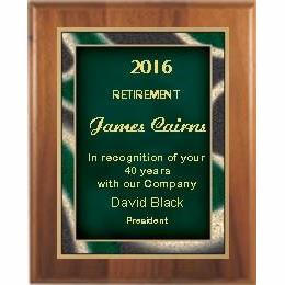 7" x 9" Cherry Finish Plaque with a Green Artist Plate