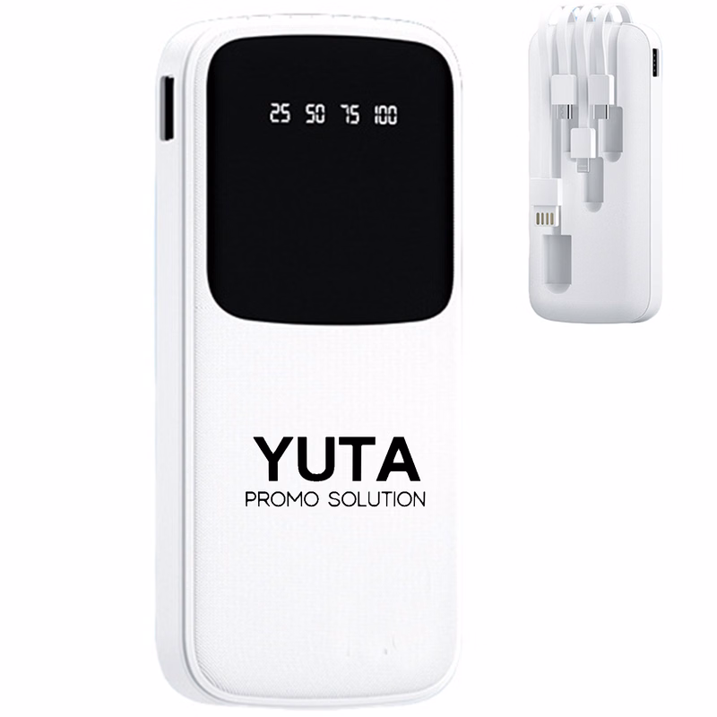 ABS 10000mAh Power Bank w/ Built-in 4 Cables