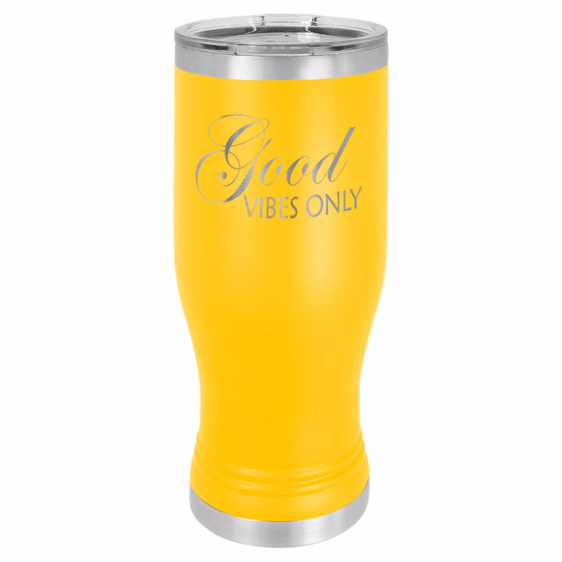 Polar Camel Yellow 20 oz. Pilsner with Clear Lid