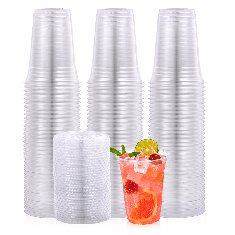 16Oz Crystal Clear Pet Cup With Lid