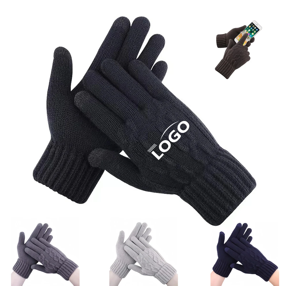 Winter Touchscreen Knit Gloves with Fleece Lining 1
