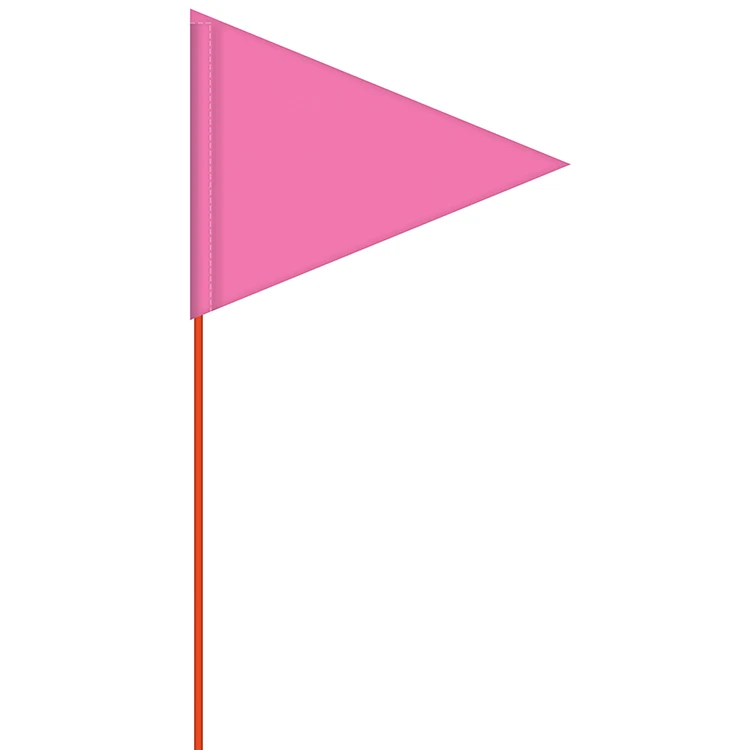 Solid Color Pink Pennant Field Flag w/Orange Staff 1