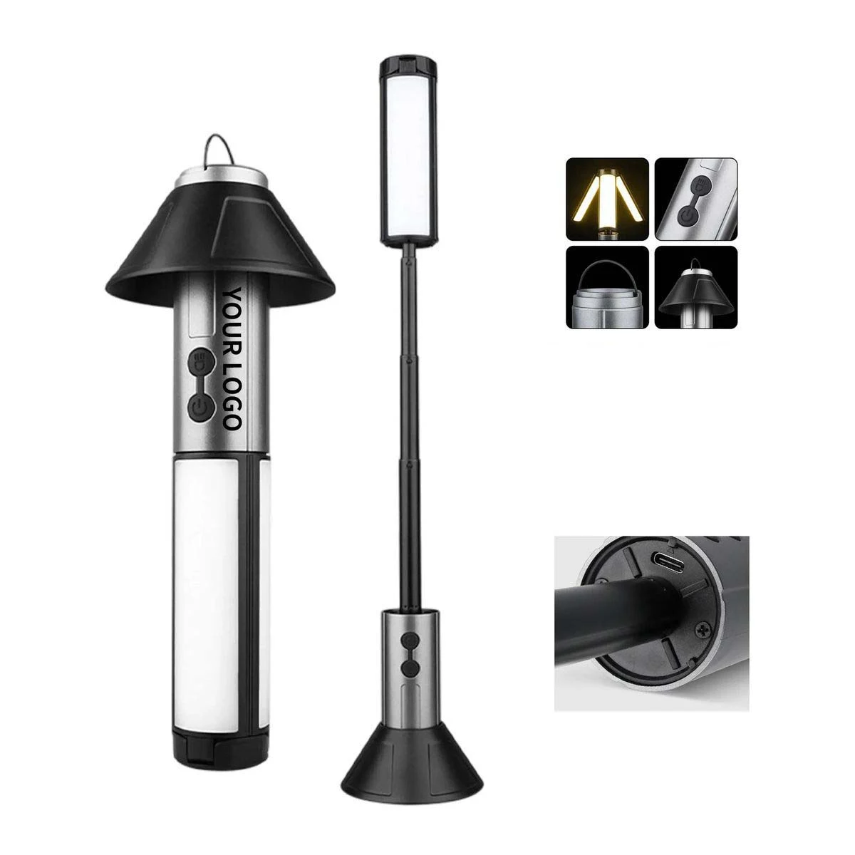 Steel LED Lantern with Emergency Flashlight Modes 1