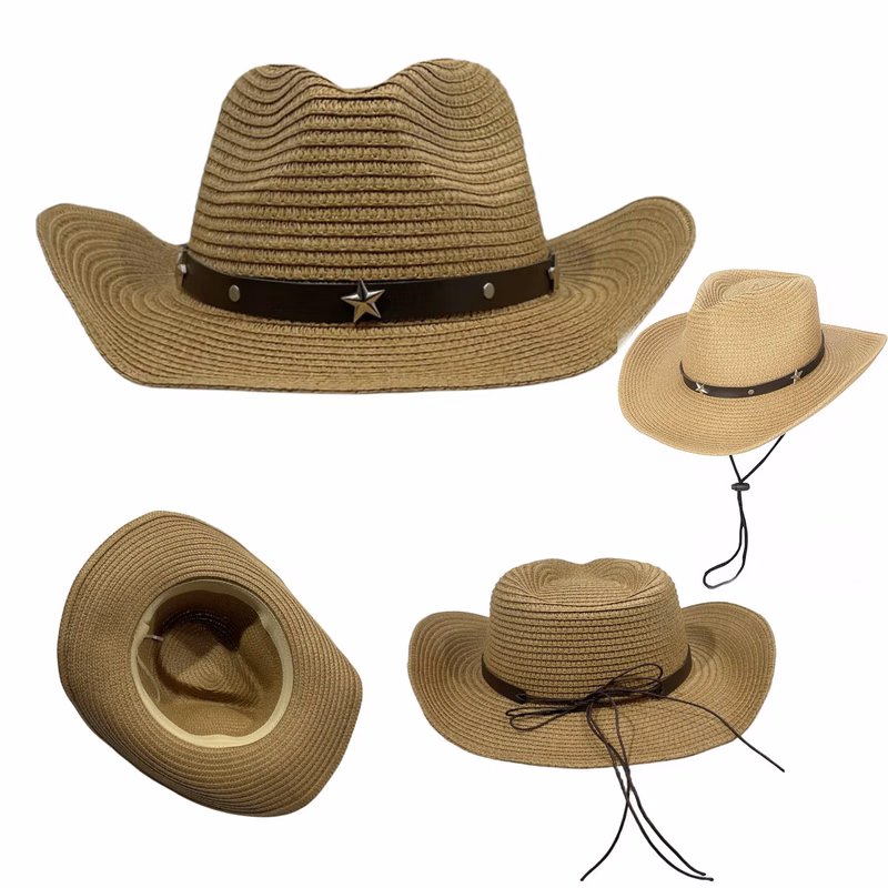 Straw Cowboy Cowgirl Hat for Men Women