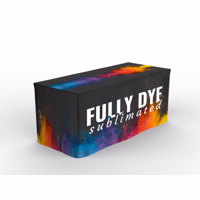8' Fitted Table Cover, No Pleats - Fully Dye Sublimated (18" width)