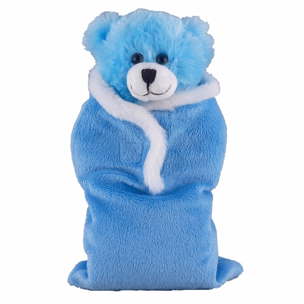 Soft Plush Blue Bear in Baby Sleep Bag Stuffed Animal