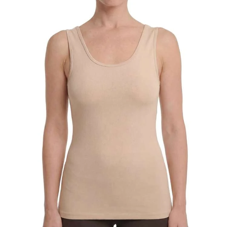 Women's Cotton Tank Top - Beige Small 1