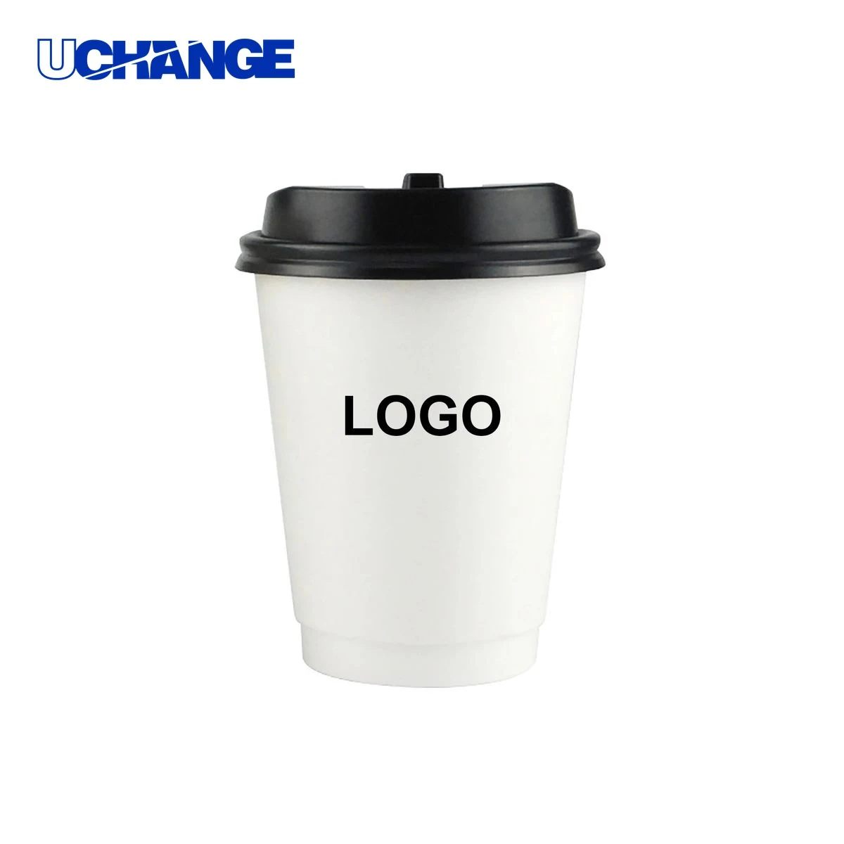 Disposable Paper Coffee Cup Container with Lid (12 oz) 1