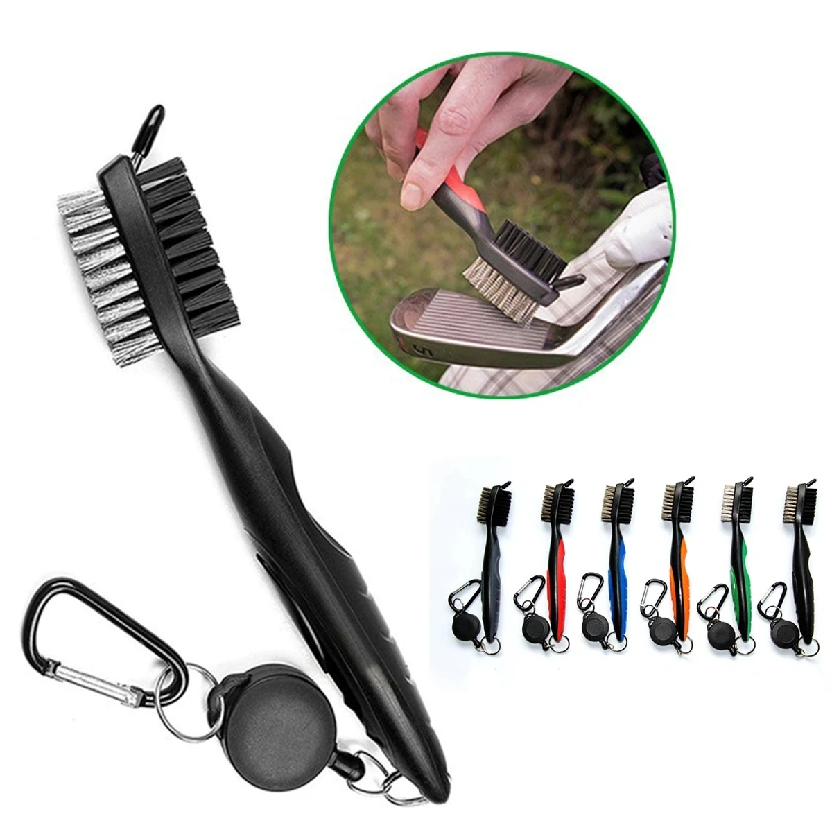 Golf Club Brush Groove Cleaner With Carabiner 1