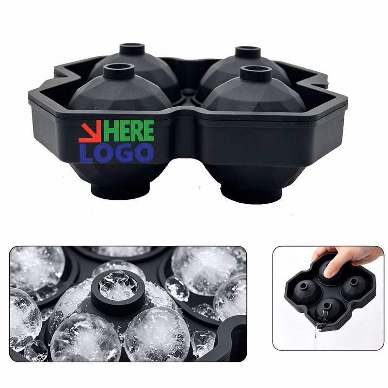 4-Cavity Silicone Golf Ball Ice Cube Tray