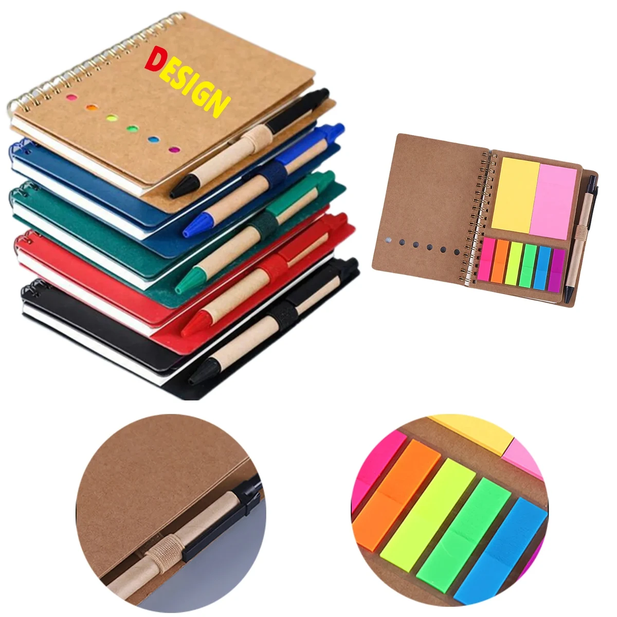 MOQ50 PCS Spiral Notebook Lined Notepad With Pen And Sticky 1