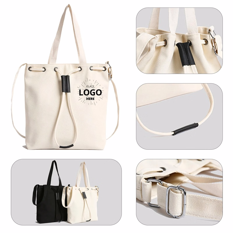Simple Drawstring Canvas Tote Bag