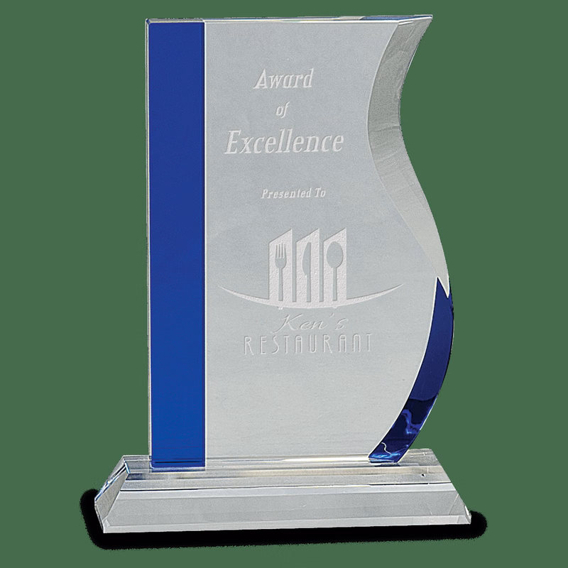 Blue Edge Crystal Wave On Clear Base