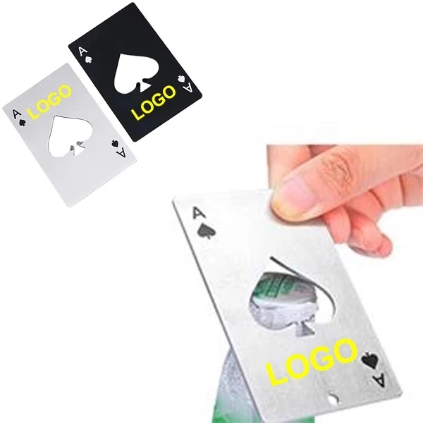 Stainless Steel Poker Card Size Bottle Cap Opener 1