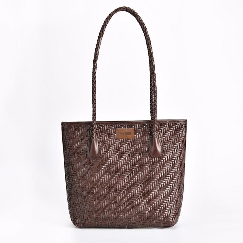 Genuine Leather Hand Woven Ladies Tote Bag