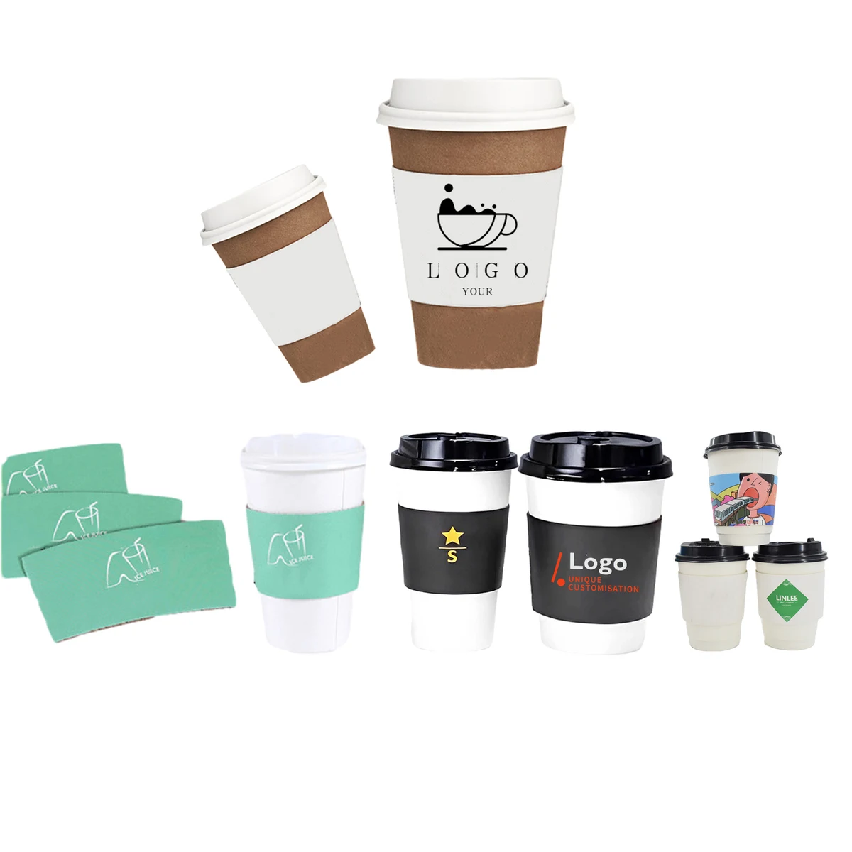 MOQ 100 9 oz Kraft Coffee Cup Sleeve 1