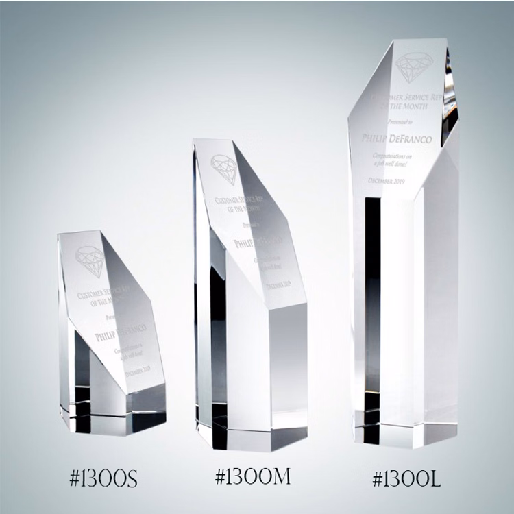 Optical Crystal Hexagon Tower Award - Large