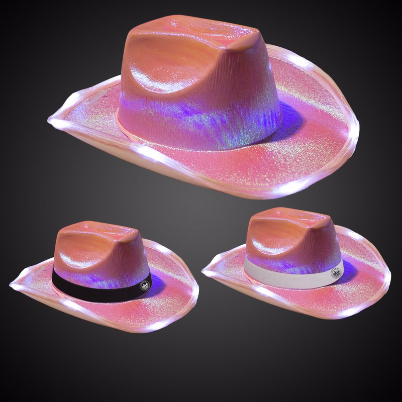 Pink Iridescent Light Up Cowboy Hat(Blank)
