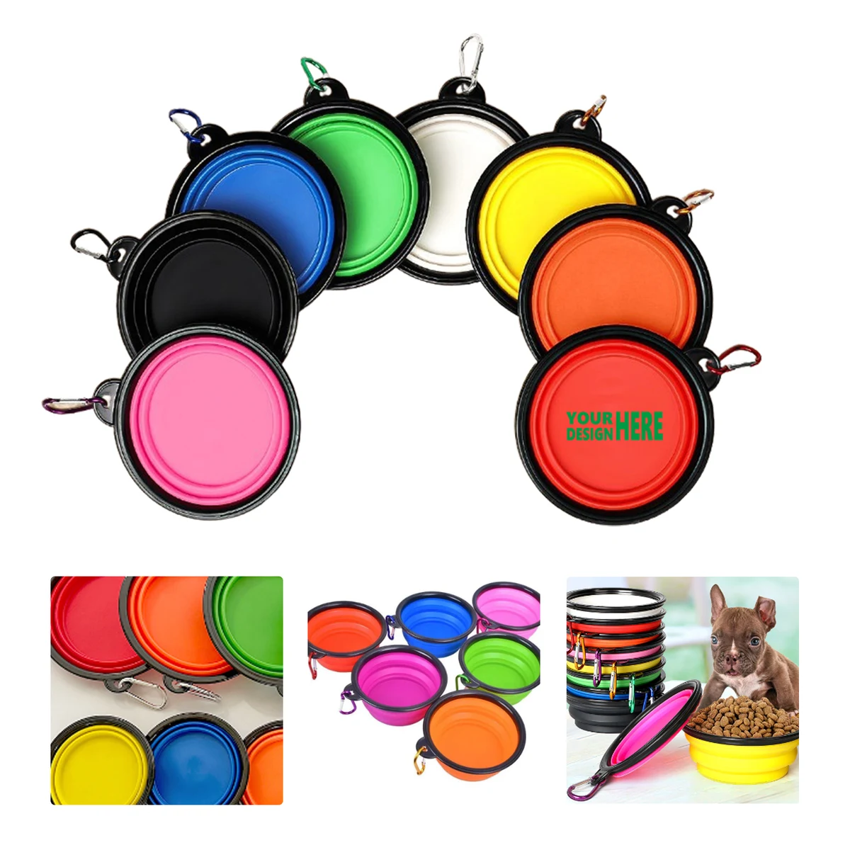 MOQ50 Collapsible Pet Bowl with Carabiner for Outdoor Use 1
