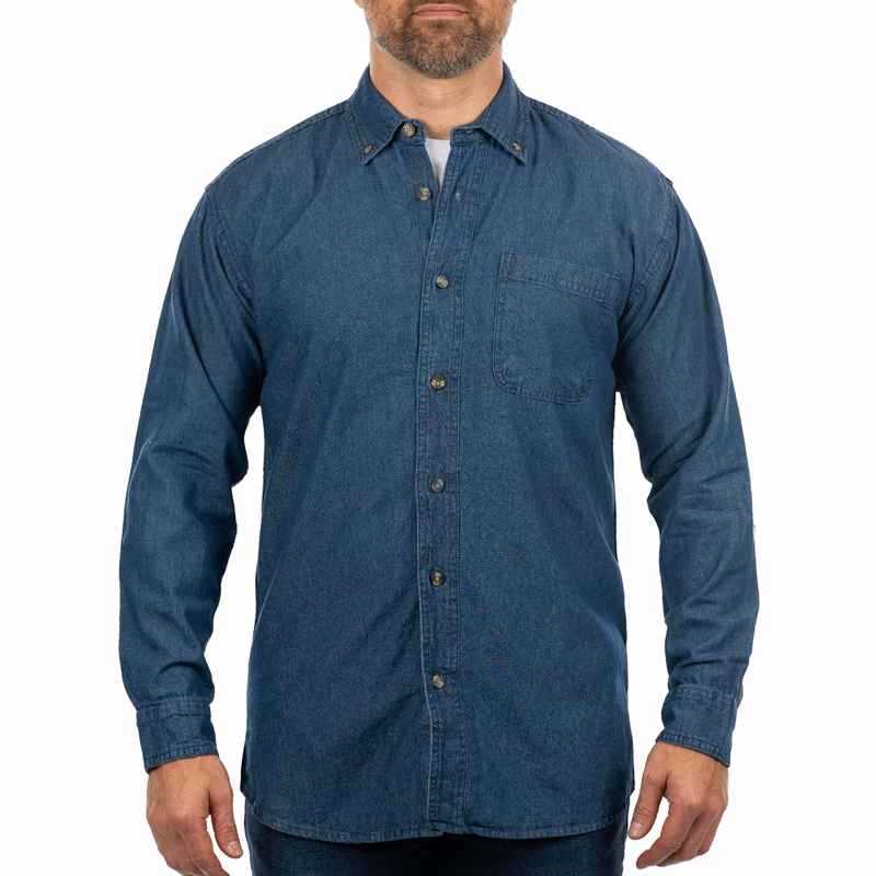 Men's Long Sleeve Cotton Denim Shirt