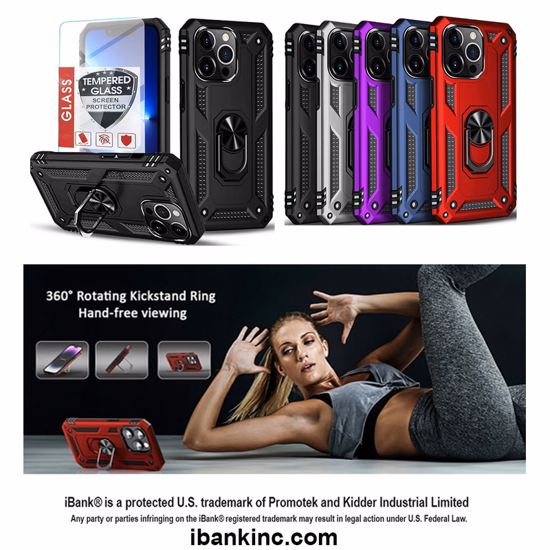 iBank ® iPhone 17 Pro Max Case with Metal Ring Holder Kickstand