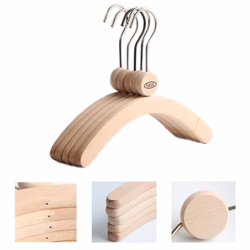 Wooden Children's Clothes Hanger With Metal Rotatable Hook
