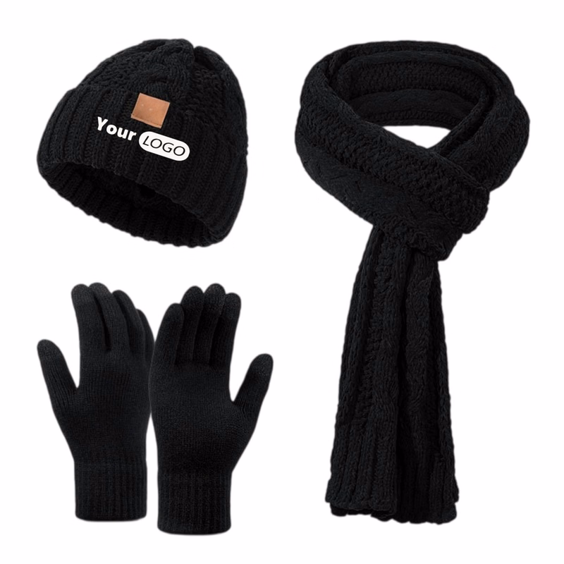 Adult Winter Knit Cap Scarf Mitten Gift Pack