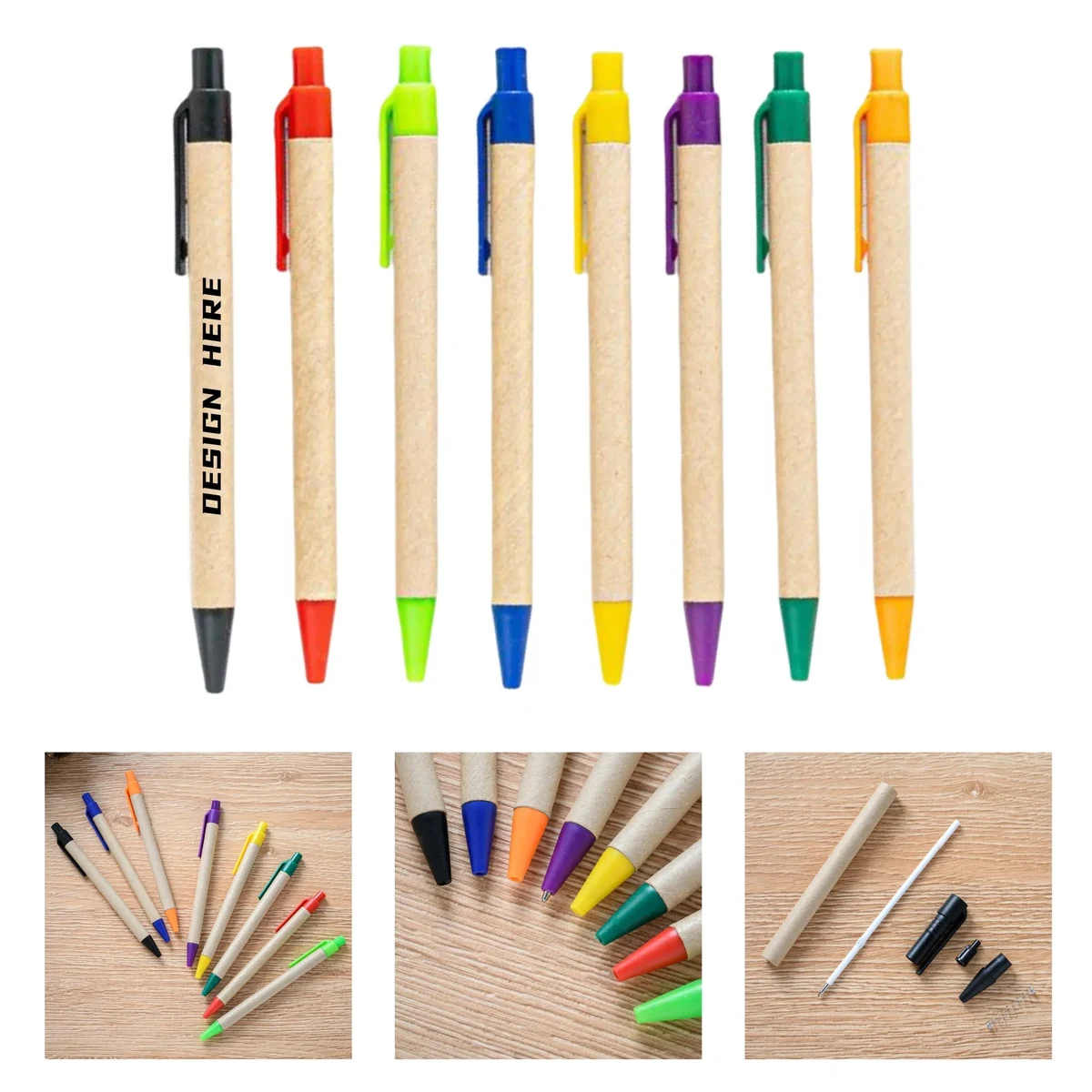 Retractable Eco-Friendly Paper Barrel Ballpoint Pen 1
