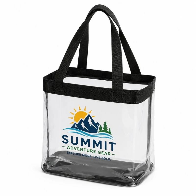 Clear Stadium Tote Bags With Fabric Trim, custom tote bag with logo imprint 1