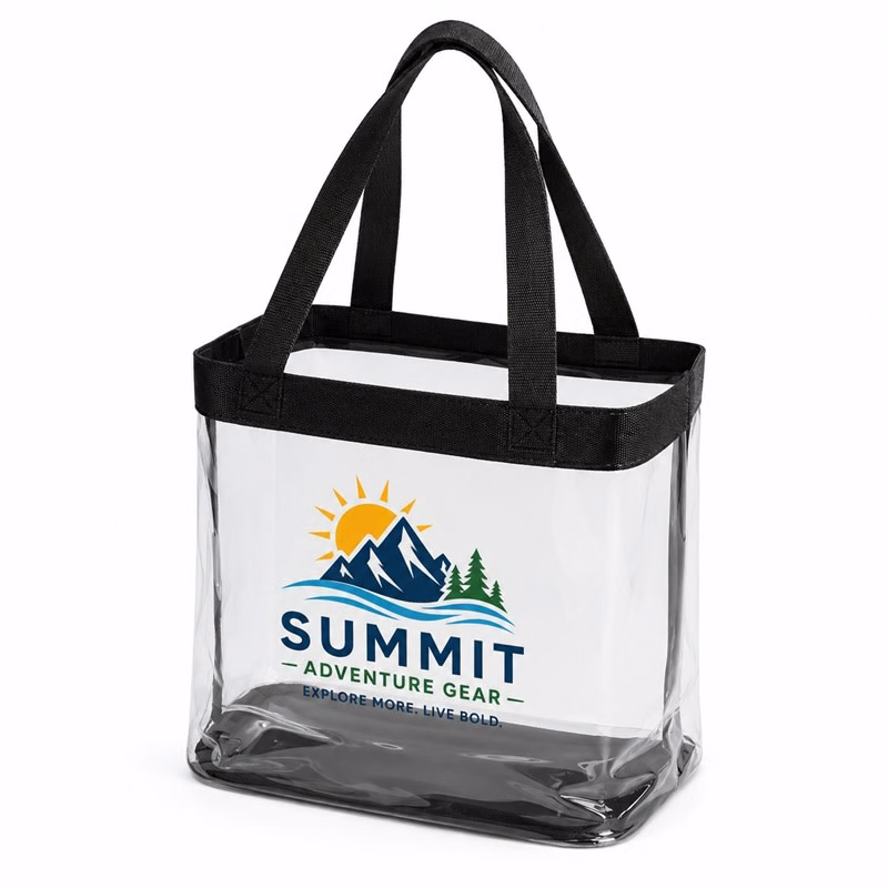 Clear Stadium Tote Bags With Fabric Trim