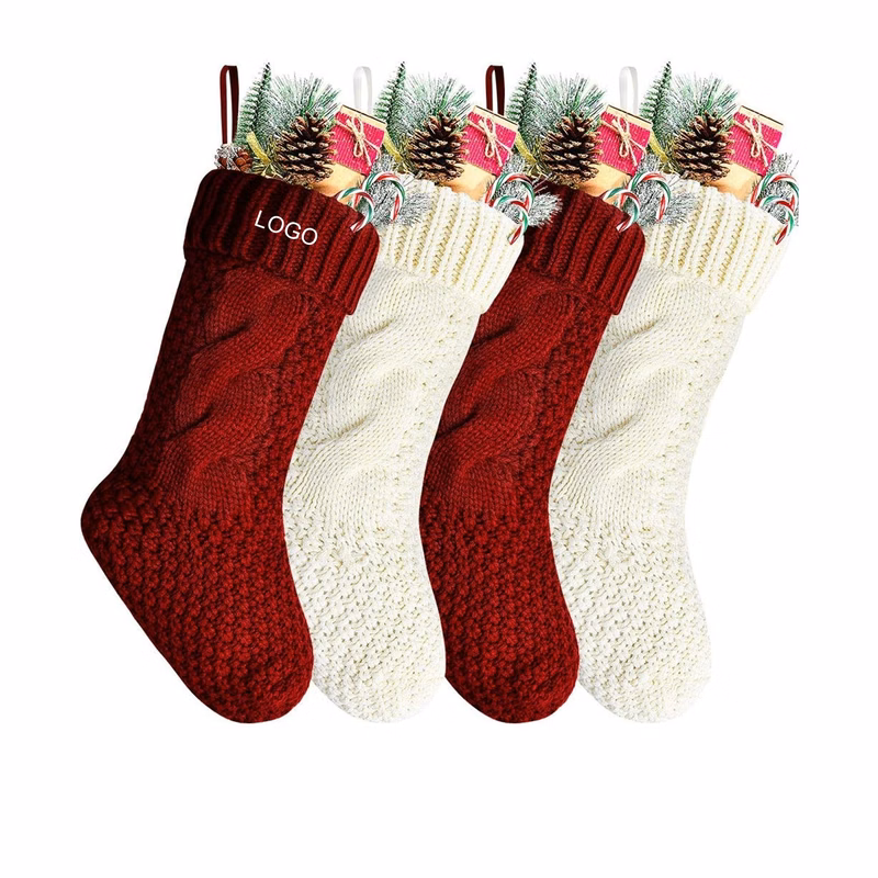 Cable Knitted Stocking for Family Holiday