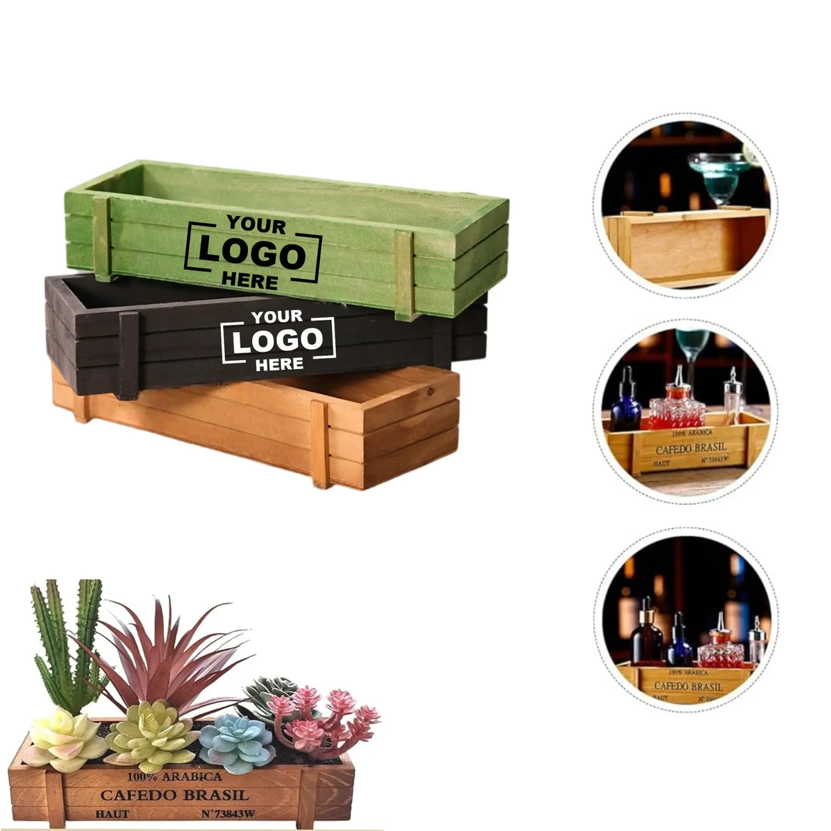 Wooden Rectangular Flower Pots 1