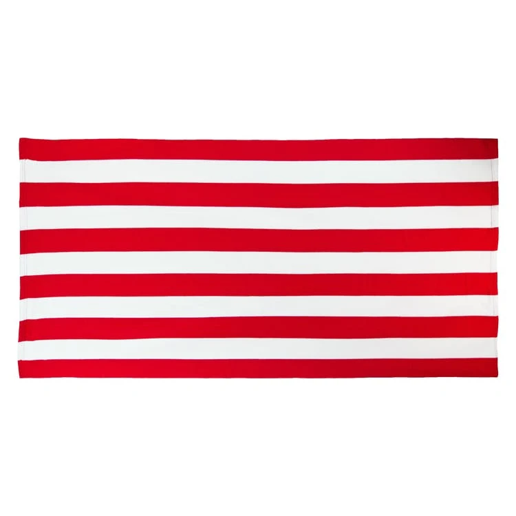 Cabana Stripe Microfiber Beach Towels - Red 30' x 60" 1