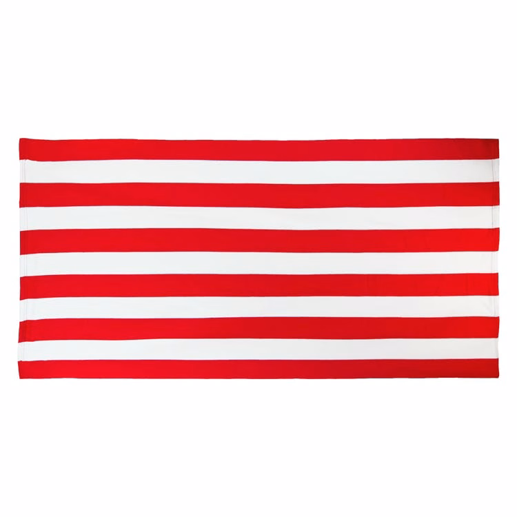 Cabana Stripe Microfiber Beach Towels - Red 30' x 60"
