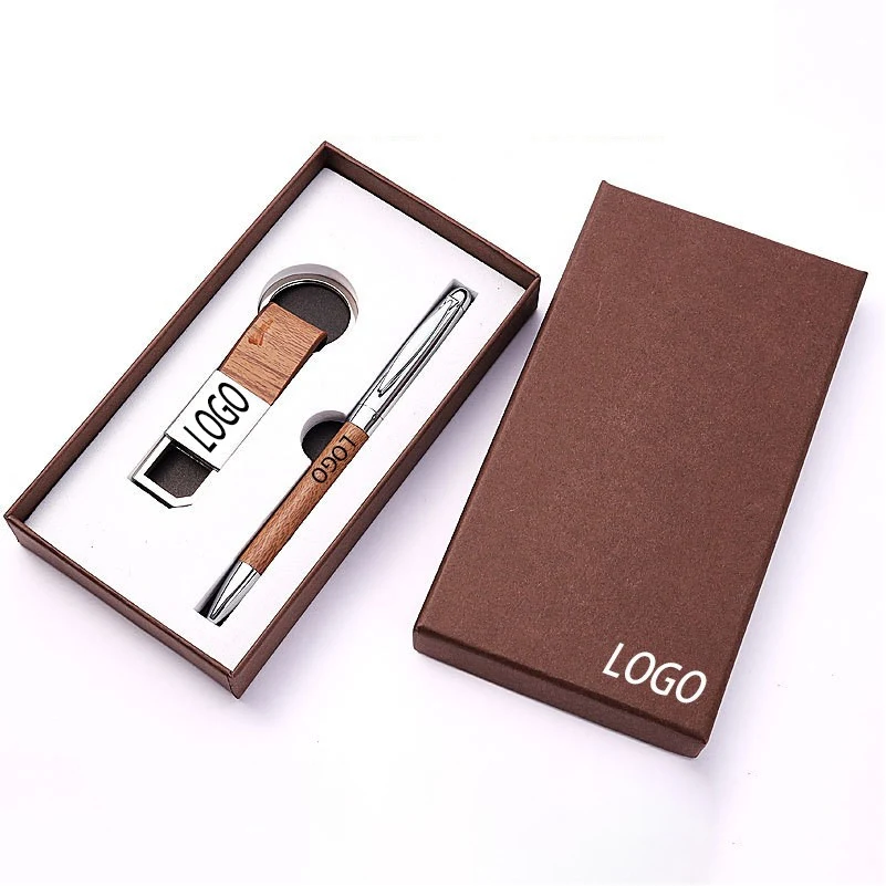 2-piece Office Gift Set Metal Ball Pen and Key Chain 1