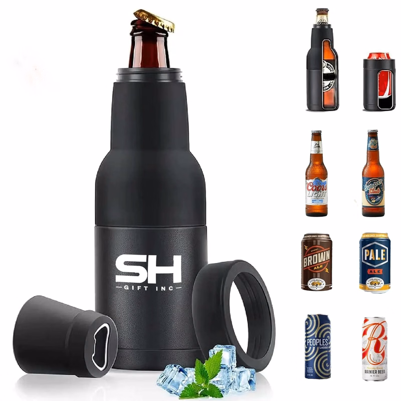 Beer Bottle and Can Cooler with Beer Opener