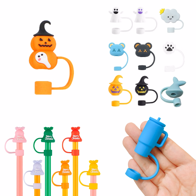 MOQ250 Custom 2D 3D Silicone Straw Caps